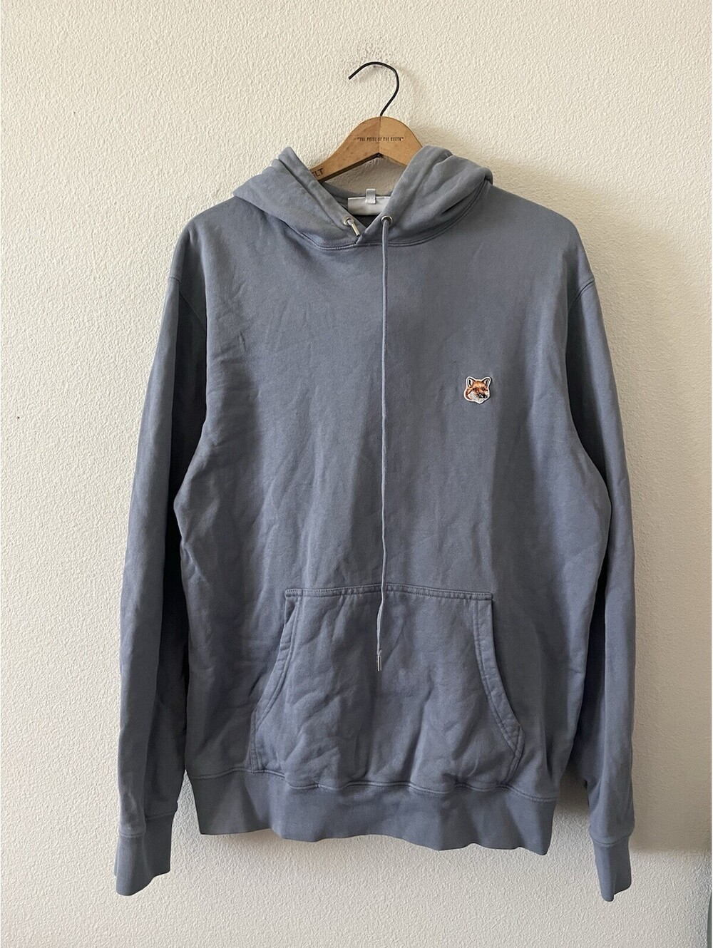 Maison Kitsune Fox Head Patch Grey Pullover Hoodie Large⁠